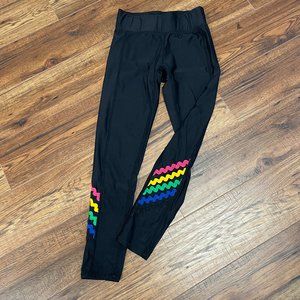 Terez Black Legging with Rainbow Zig Zag Ankle Size M